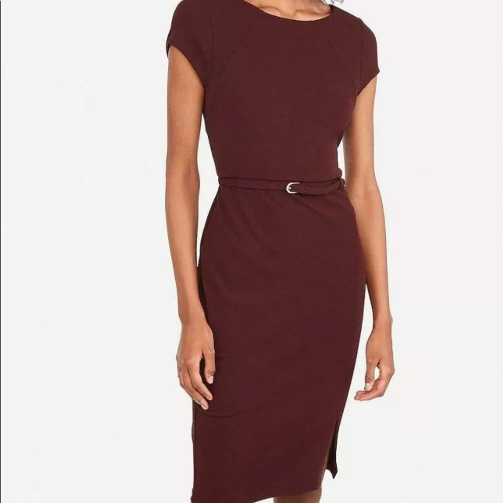 Belted Seamed Sheath Dress
